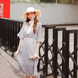 Wrap-front Floral Chiffon Dress