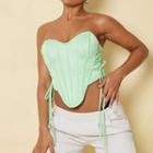 Strapless Lace Up Cropped Corset Top