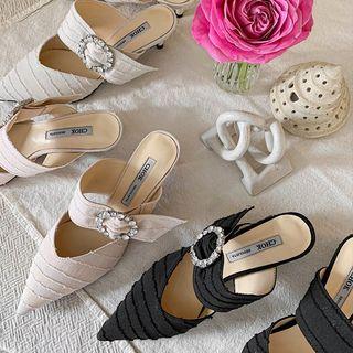 Rhinestone-trim Mules