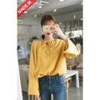 Tie-neck Raglan-sleeve Top