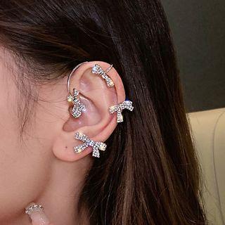 Bow Alloy Cuff Earring 1 Pc - Eh1106 - Silver - One Size