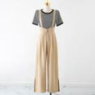 Short-sleeve Striped T-shirt / Wide Leg Jumper Pants