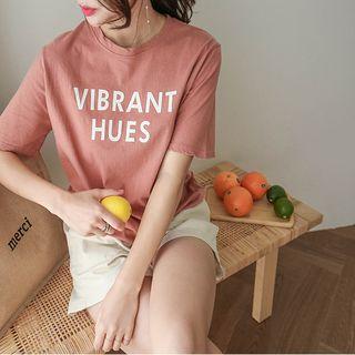 Lettered Distressed Cotton T-shirt