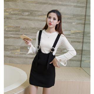 Set: Long-sleeve Top + Pinafore Dress