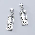 925 Sterling Silver Smiley Dangle Earring 1 Pair - 925 Sterling Silver Earring - One Size