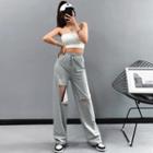Cutout Cotton Wide Pants