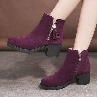 Tassel Block-heel Ankle Boots
