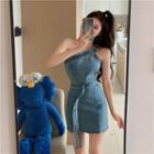 Washed Denim Skinny Mini Dress