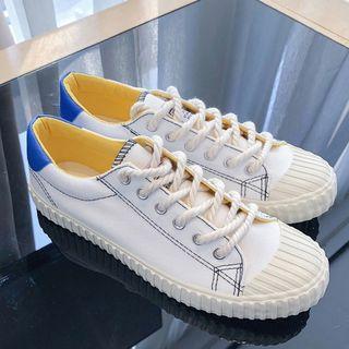Stitched Lace-up Color Block Sneakers