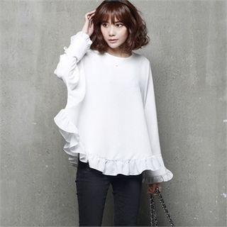 Raglan-sleeve Ruffle-detail Top