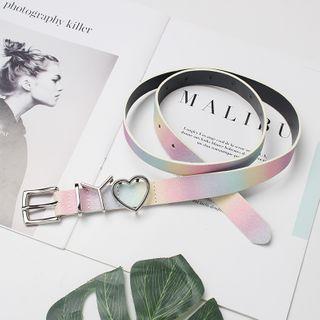 Lettering Ombre Faux Leather Belt Pink & Blue - One Size