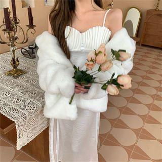 Sleeveless Lace Slim-fit Dress White - One Size