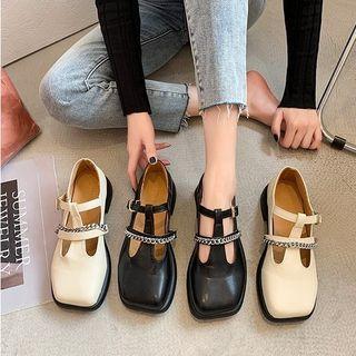 Square-toe T-strap Mary Jane Shoes