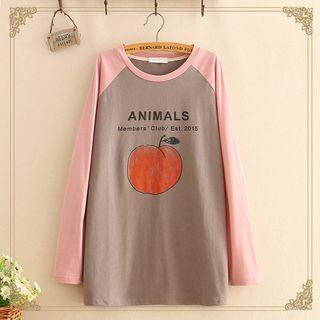 Long-sleeve Fruit Print Raglan T-shirt