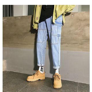 Pocket Detail Cropped Straight-fit Jeans