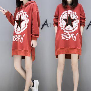 Star Print Mini Hoodie Dress