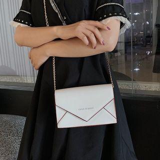 Faux Leather Envelop Satchel With Chain Strap