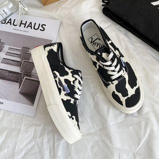 Platform Animal Print Lace Up Canvas Sneakers