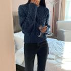 Rib-trim Cable-knit Sweater