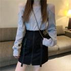 Cold-shoulder Pullover / Zip Detail Mini A-line Skirt