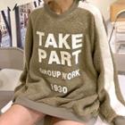 Paneled Fleece Lettering Sweatshirt