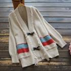 V-neck Fringed Duffle Cardigan