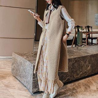 Fleece Button Long Vest