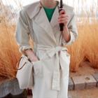 Sailor-collar Trench Coat With Sash