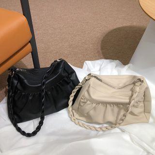 Woven Strap Shirred Crossbody Bag