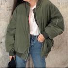 Reversible Lettering Padded Bomber Jacket