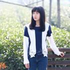 Embroidered Stripe Long-sleeve Top