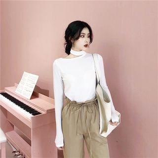 Halter Long Sleeve Plain Top