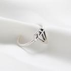 925 Sterling Silver Diamond Shape Cutout Open Ring Silver - One Size
