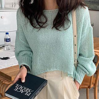 Boatneck Oversized Knit Crop Top