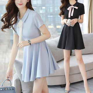 Short-sleeve Collar A-line Dress