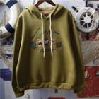 Bear Embroidered Hoodie Army Green - One Size
