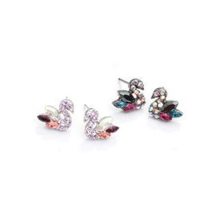 Rhinestone Swan Earrings