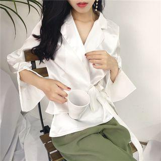 Long-sleeve Ribbon-waist Top