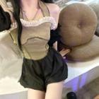 Halter Frill Trim Tank Top / Puffy Shorts