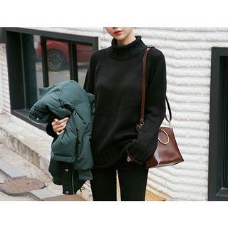 Rolled-edge Turtleneck Sweater