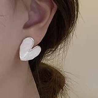 Heart Stud Earring 1 Pair - Silver Needle - Gold - One Size