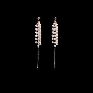 Faux Pearl Tassel Earring 1 Pair - As Shown In Figure - One Size