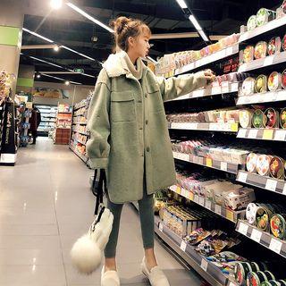 Fleece Collared Melange Coat