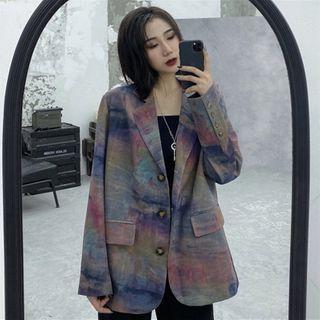 Printed Lapel Collar Blazer