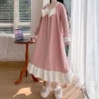 Long-sleeve Ribbon Midi Sleep Dress