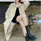 Loose-fit Long Trench Coat Khaki - One Size