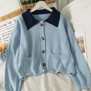 Colorblock Button-up Crop Knit Top In 6 Colors