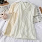 Peter Pan-collar Short-sleeve Fringed Mini Dress