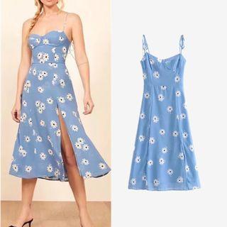 Spaghetti-strap Floral Print Split Side Midi Dress