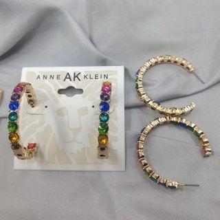 Rhinestone Alloy Open Hoop Earring 1 Pair - Multicolour - One Size